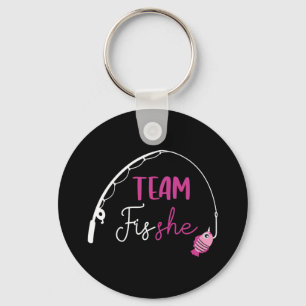 Team Fish She Shirt Fishing Gender Reveal Party An Keychain
