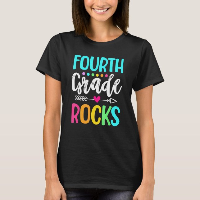 Team Fourth Grade Hello 4th Grade Rocks Back To Sc T-Shirt (Front)