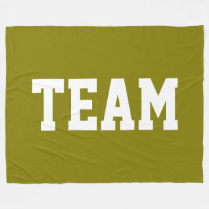 TEAM Fun Bold White Athletic Text On Golden Olive Fleece Blanket
