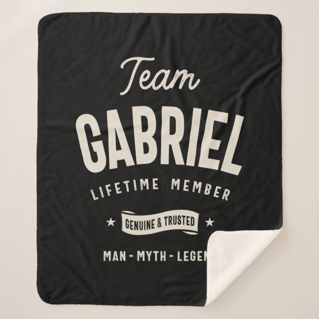 Team Gabriel Lifetime Member Personalized Name Sherpa Blanket (Front)
