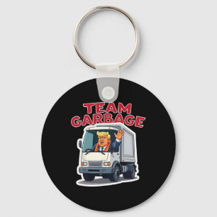 Team Garbyge Funny Trump Driving A Garbyge Truck D Keychain