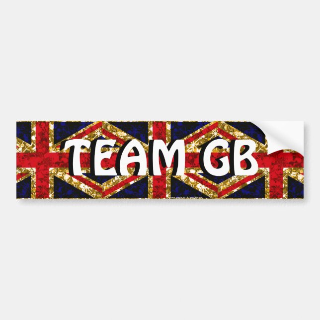 Team GB gold glitz sparkle UK flag bumper sticker (Front)