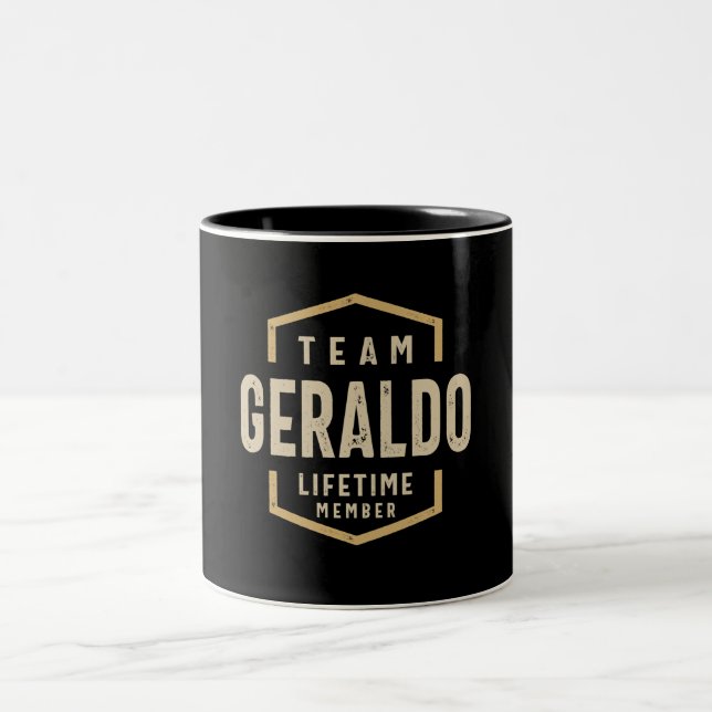 Team Geraldo Lifetime Member Personalized Name Two-Tone Coffee Mug (Center)