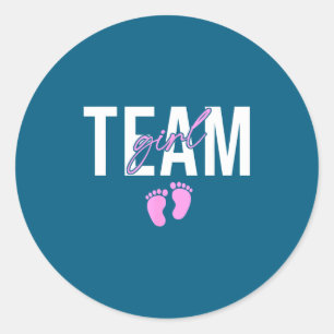 Team girl 2026 gender reveal baby announcement classic round sticker