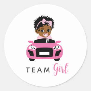 Team Girl Baby in Pink Car Gender Reveal Sticker