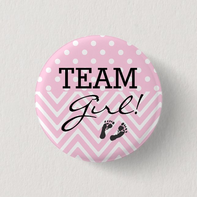 Team Girl Baby Shower Pink 1 Inch Round Button (Front)