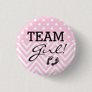 Team Girl Baby Shower Pink 1 Inch Round Button