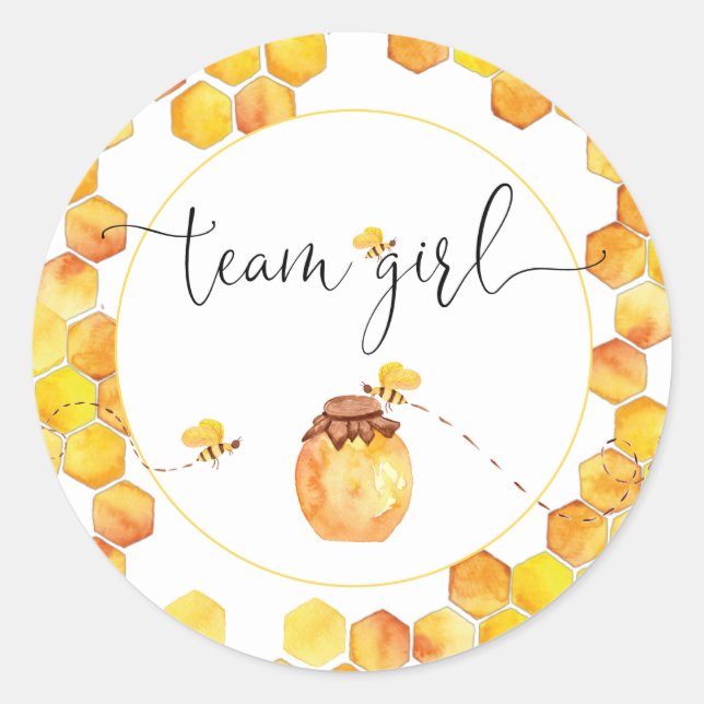 Team Girl Bee Theme Gender Reveal Stickers (Front)