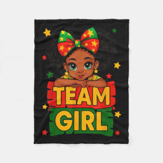 Team Girl Black Kids Gender Reveal Baby Announceme Fleece Blanket