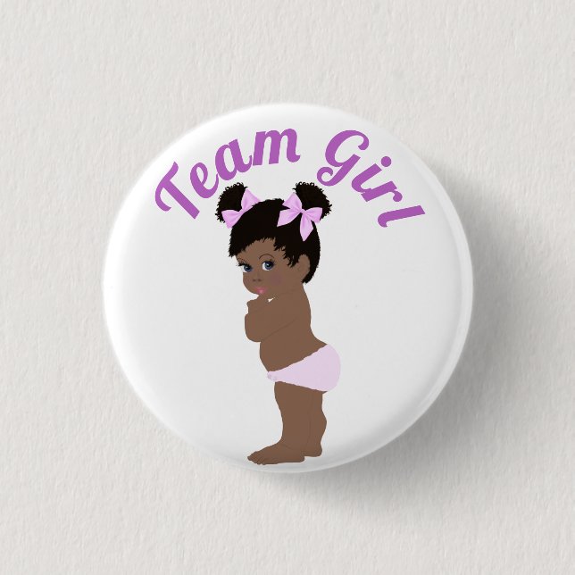 "Team Girl" Cute Baby Gender Reveal 1 Inch Round Button (Front)