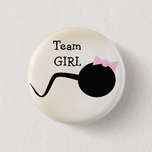 Team Girl Funny Gender Reveal Party Button