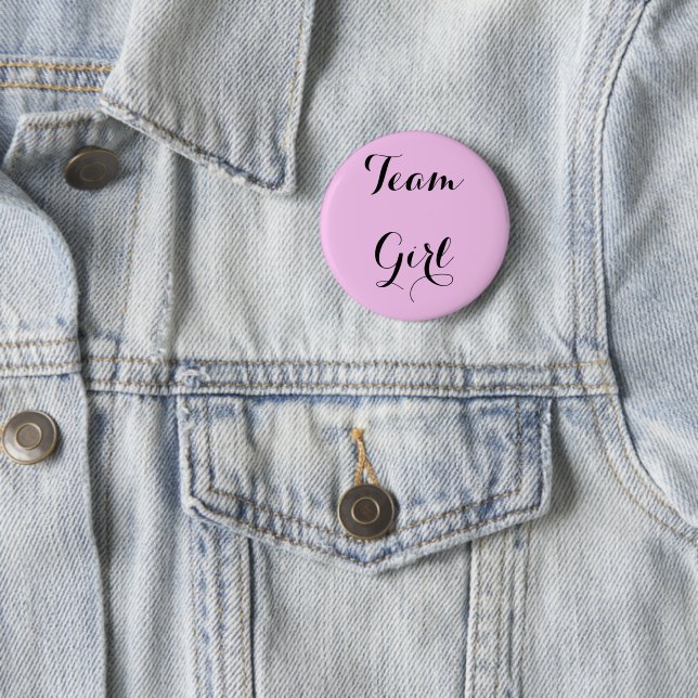 team girl gender reveal party button (In Situ)
