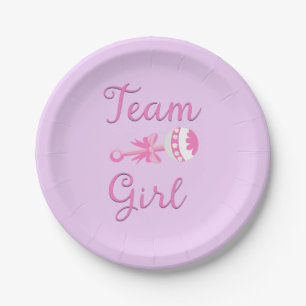Team Girl Gender Reveal Party Gear Paper Plate