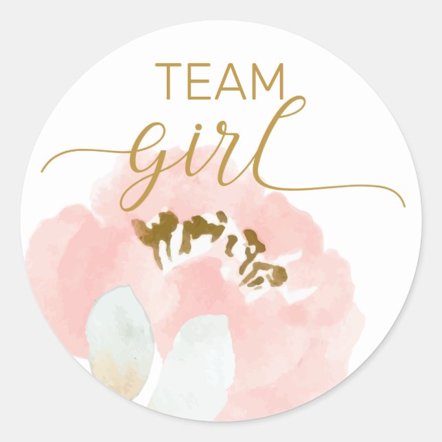 Team Girl gender reveal party stickers (Front)