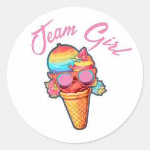 Team Girl Gender Reveal Party Vote Ice Cream  Classic Round Sticker