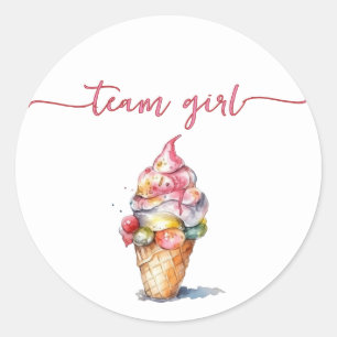 Team Girl Gender Reveal Party Vote Ice Cream Classic Round Sticker