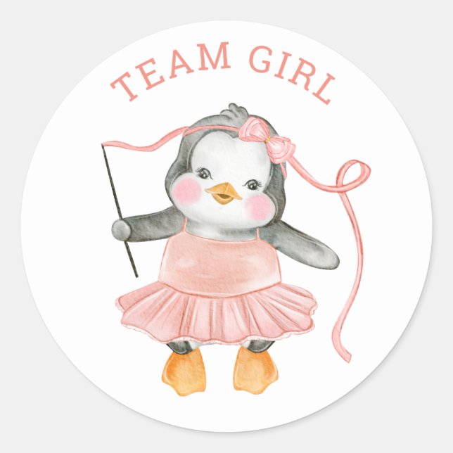 Team Girl. Gender reveal party. Voting board game Classic Round Sticker (Front)