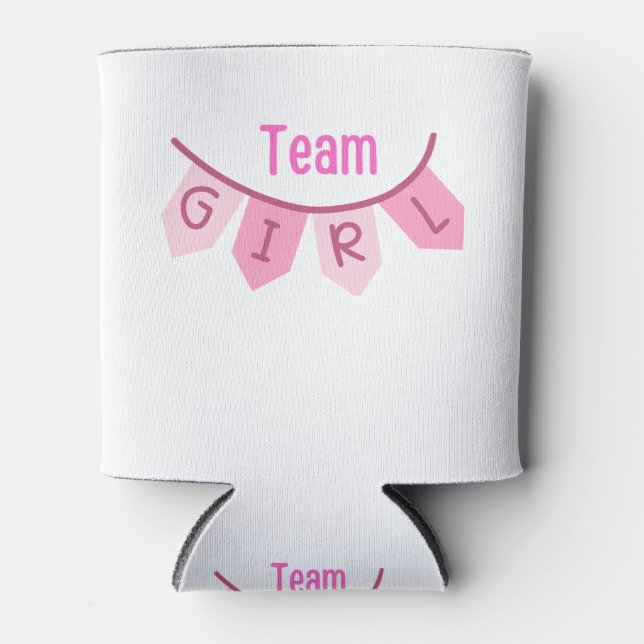 Team Girl, Gender Reveal Table Can Cooler  (Front)