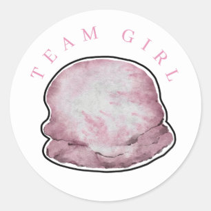 Team Girl Ice Cream Sticker Révéler Rond Sticker. 