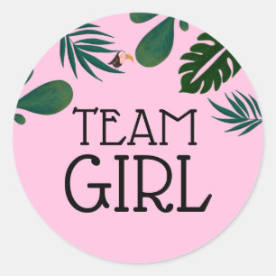 Team Girl Jungle  Baby Gender Reveal Classic Round Sticker