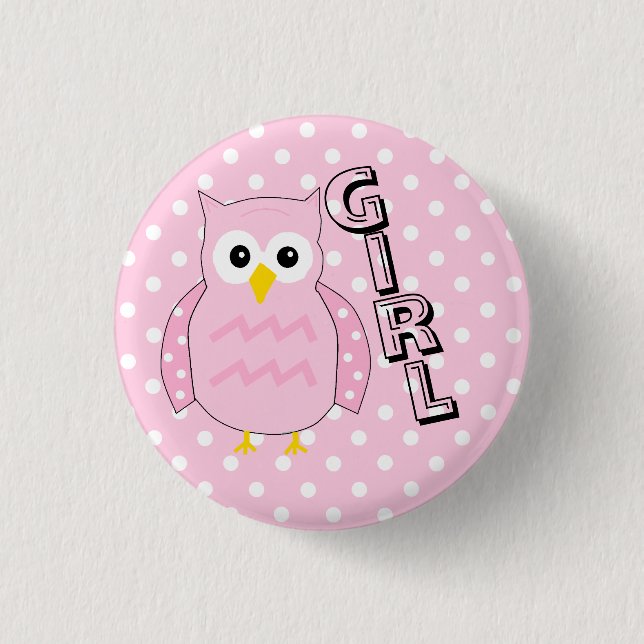 Team Girl Owl Baby Shower Game 1 Inch Round Button (Front)