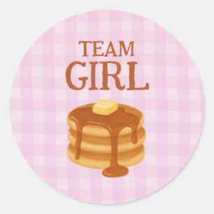 Team Girl Pancake Brunch Theme Gender Reveal Classic Round Sticker