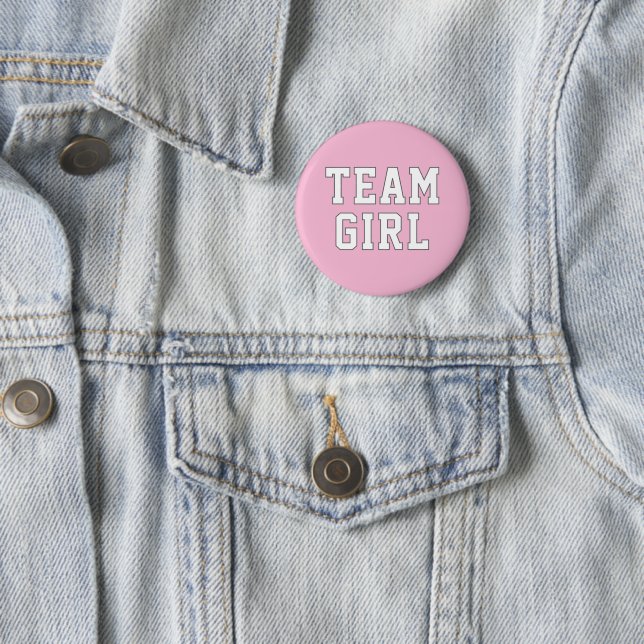 Team Girl Pink Baby Gender Reveal Party 2 Inch Round Button (In Situ)