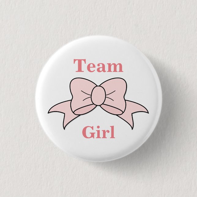 Team Girl Pink Bow Gender Reveal  1 Inch Round Button (Front)
