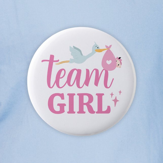 Team Girl Pink Gender Reveal Party 2 Inch Round Button (Team Girl Pink Gender Reveal Party Button
)