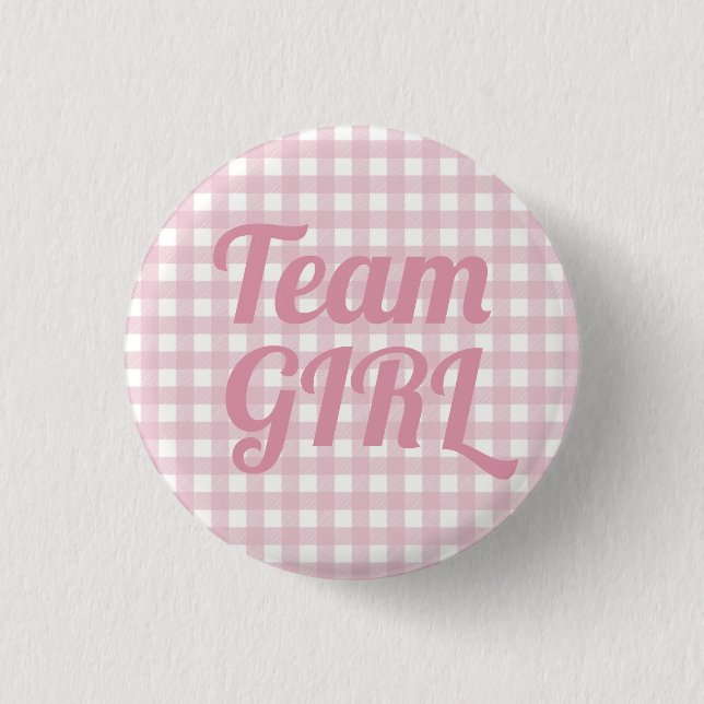 Team Girl Pink Gender Reveal Party Button Small (Front)