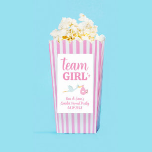 Team Girl Pink Gender Reveal Party Custom Popcorn Sticker