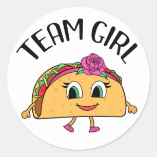 Team Girl Taco themed gender reveal party stickers