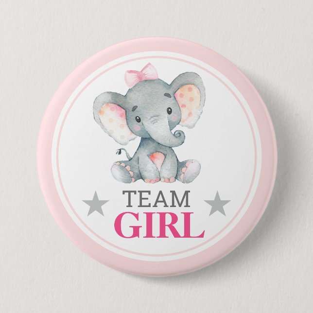 Team Girl Vote Gender Reveal Baby Shower Sprinkle 3 Inch Round Button (Front)