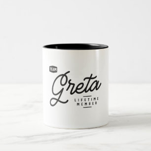 Team Greta Lifetime Member Personalized Name Two-Tone Coffee Mug