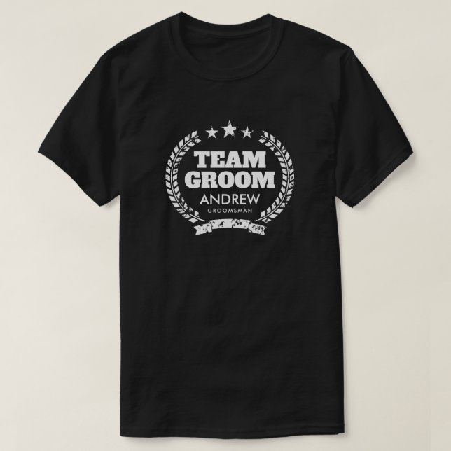 Team Groom bachelor party dark shirt for groomsmen (Design Front)
