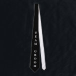 Team Groom bachelor party neck tie for groomsman<br><div class="desc">Team Groom bachelor party neck tie for groomsman. Elegant black and white design with custom text. Personalized party favours for best man,  groomsmen,  friends etc.</div>