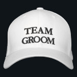 Team Groom black and white wedding Embroidered Hat<br><div class="desc">Team Groom black and white wedding Embroidered Baseball Cap 
Available in many colours and options</div>
