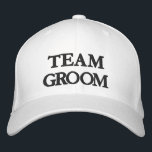 Team Groom black and white wedding Embroidered Hat<br><div class="desc">Team Groom black and white wedding Embroidered Baseball Cap 
Available in many colours and options</div>