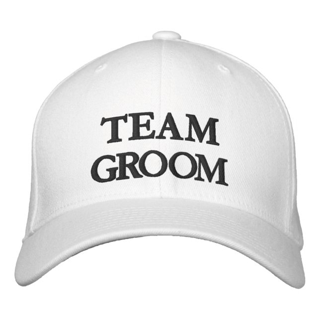 Team Groom black and white wedding Embroidered Hat (Front)
