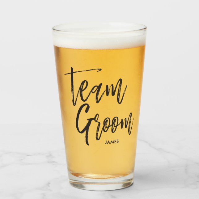 Team Groom | Black Script Style Glass (Front Filled)