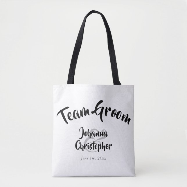 Team Groom Black & White Mariage Swag Sac (Devant)