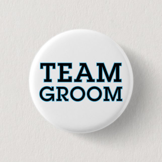 Team Groom Blue Outline 1 Inch Round Button (Front)