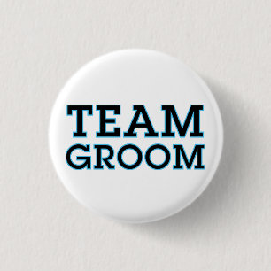 Team Groom Blue Outline 1 Inch Round Button