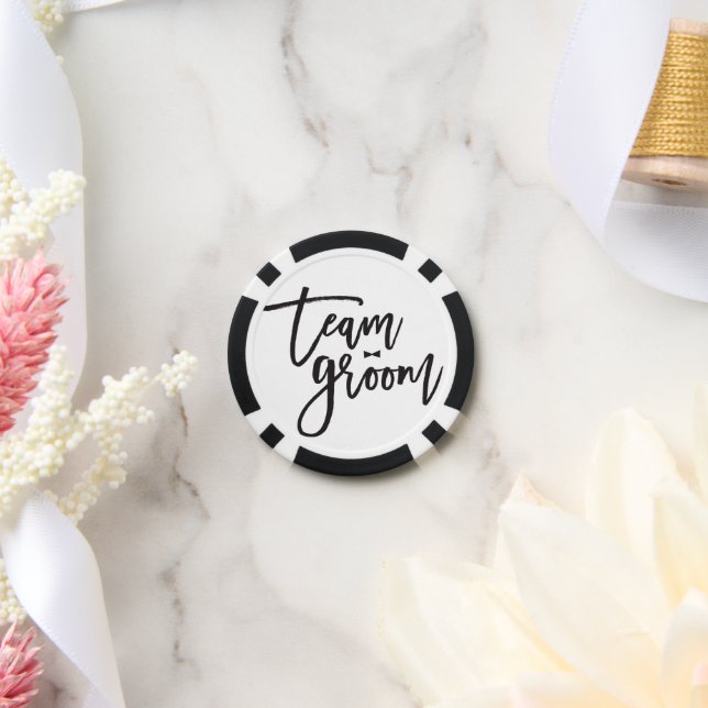 Team Groom Bold Calligraphy Bow Tie Bachelor Party Poker Chips (Wedding)