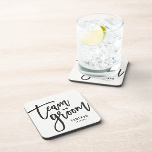 Team Groom Bow Tie Bachelor Party Wedding Custom Coaster