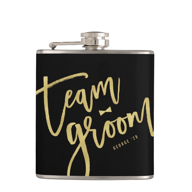 Team Groom Bow Tie Bachelor Party Wedding Flask (Front)