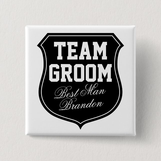 Team Groom buttons | Personalize for wedding party (Front)