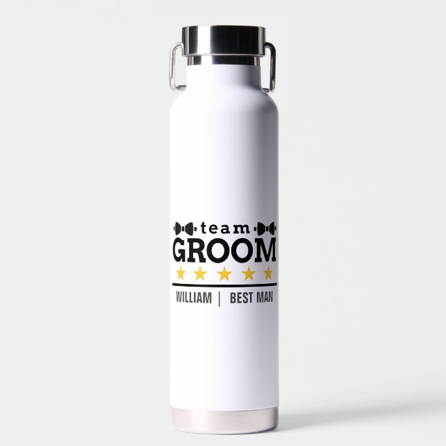 Team Groom Custom Groomsman  Water Bottle (Front)