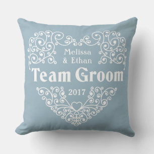 Team Groom custom names & year wedding pillows