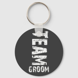 Team Groom Extra Large Grunge Text Keychain